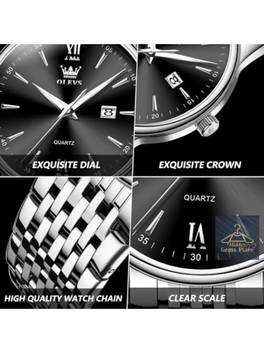 Men's Luxury Stainless Steel Quartz Dress Watch Waterproof 30M Classic Business
